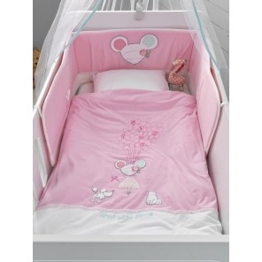Σετ προίκα μωρού κούνιας 5 τεμ. Βαμβακερή Ροζ Palamaiki Baby Comfort Collection in a Box Dolly