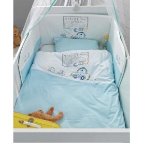 Σετ προίκας Μωρού Κούνιας 5 τεμ.Βαμβακερή Σιέλ Palamaiki Baby Comfort Collection in a Box Travel Bear